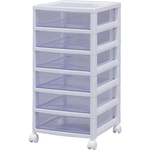 IRIS 221271 Super Clear Chest White/Clear Blue 6-Drawer Type SCE-600-BL 1 Unit