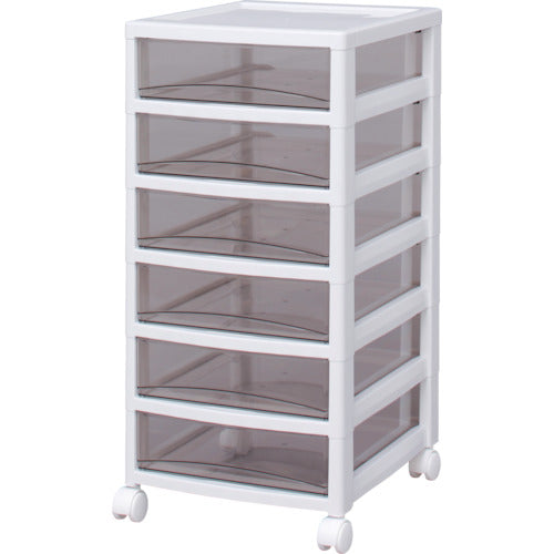 IRIS 221270 Super Clear Chest White/Clear Brown 6-Drawer Type SCE-600-BR 1 Unit
