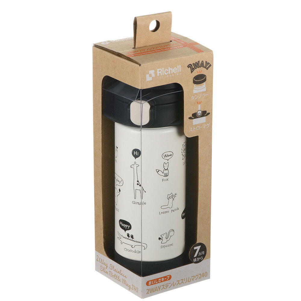 Richell 2WAY Stainless Steel Slim Mug 240 Black 1 piece