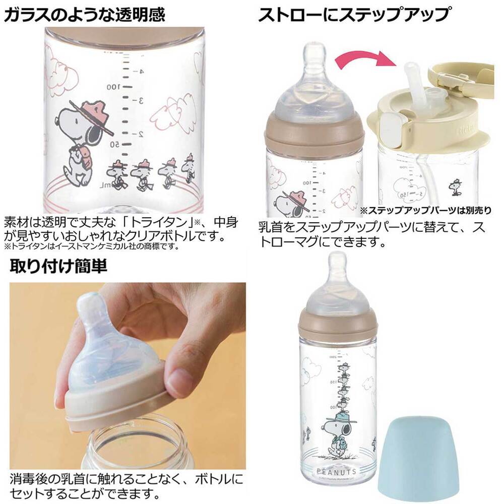 【アウトレット】リッチェル ピーナッツ コレクション おでかけミルクボトル プラスチック製ほ乳びん 3-18ヵ月頃 1 個
