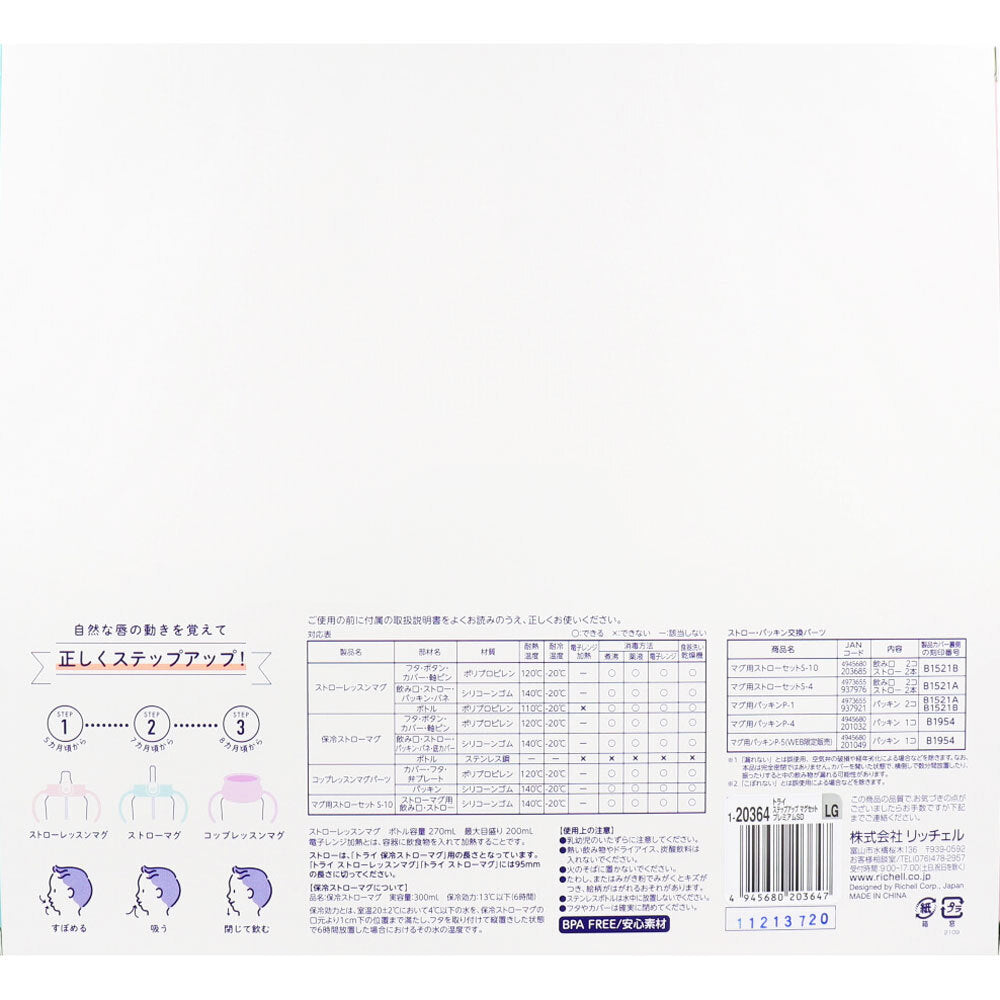 Richell Tri Step Up Mug Set Premium SD Light Gray 1 piece