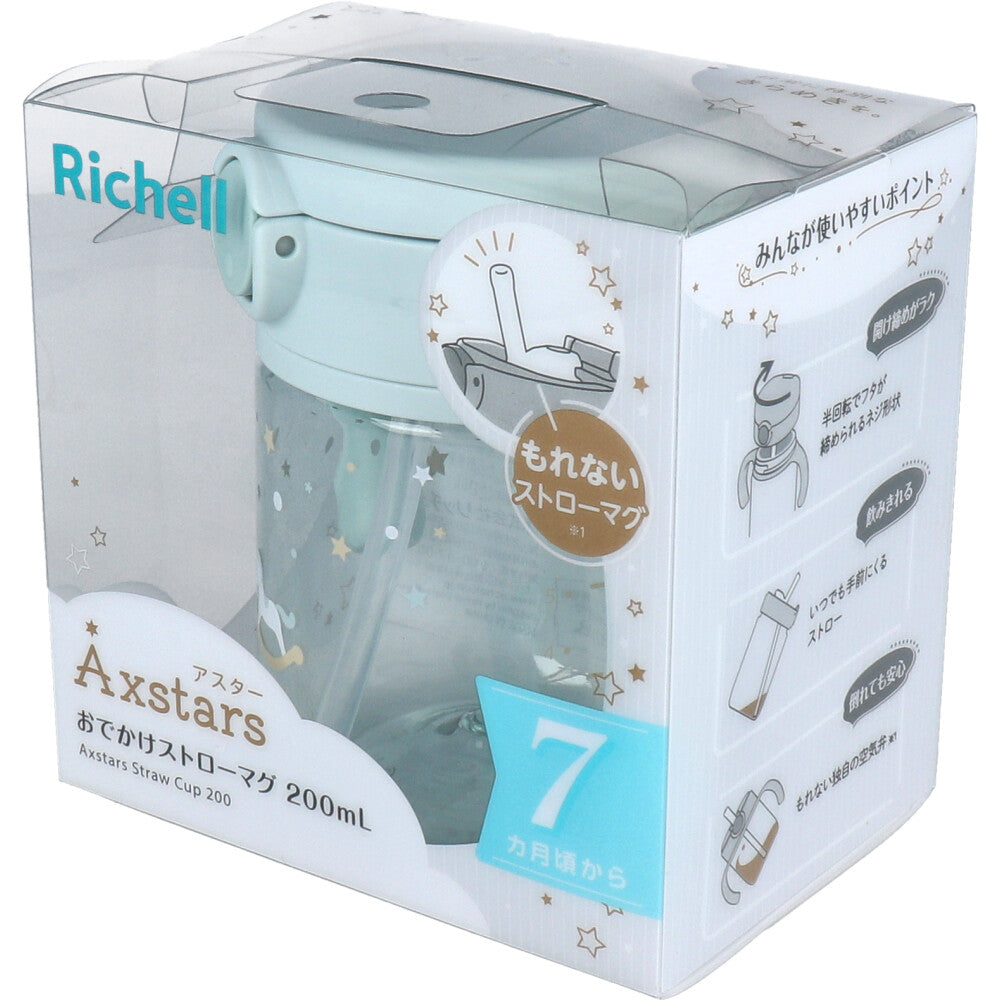 Richell Aster Straw Mug 200 Light Blue 1 pc