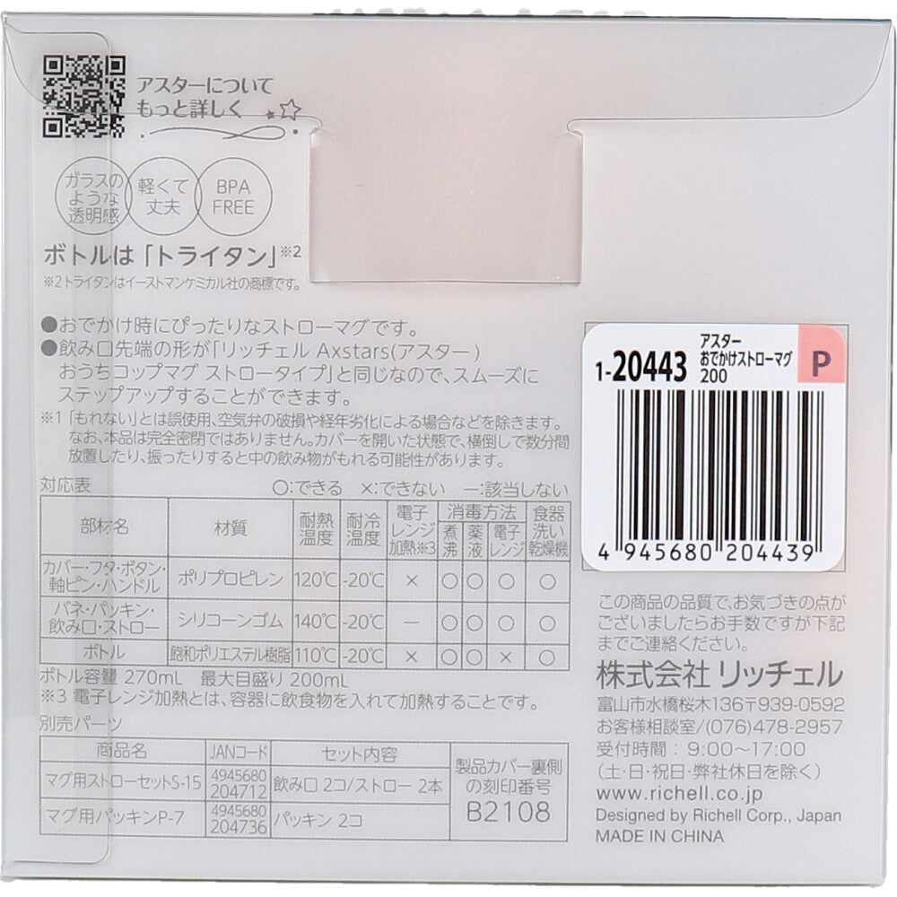 리첼 애스터 외출 스트로머그 200 핑크 1개
