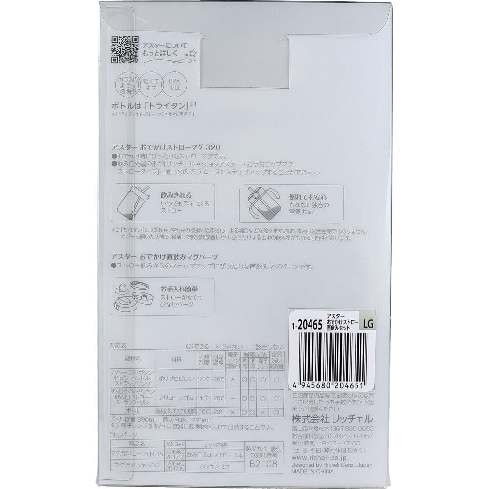 리첼 애스터 외출 빨대 직접 마시기 세트 라이트 그레이 1 개