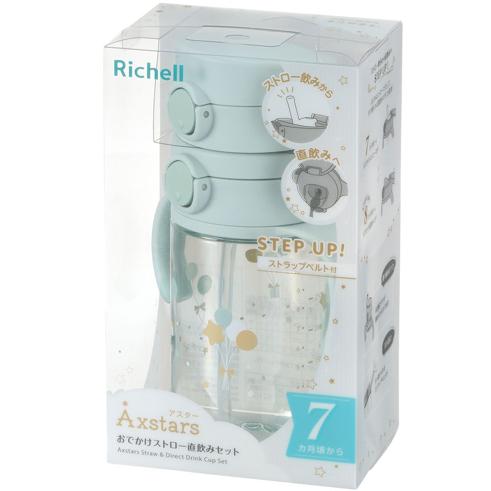 Richell Aster Straw Drinking Set, Light Blue, 1 pc