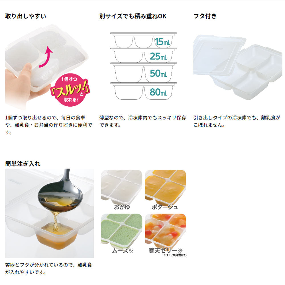 [メーカー欠品]リッチェル わけわけフリージング ブロックトレー 80 80mL×4ブロック 4セット 1 個