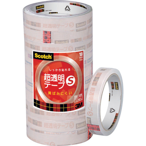 ３Ｍ　スコッチ　超透明テープＳ　１８ｍｍＸ３５ｍ　１０巻入シュリンクパック　BK-18N　1 PK