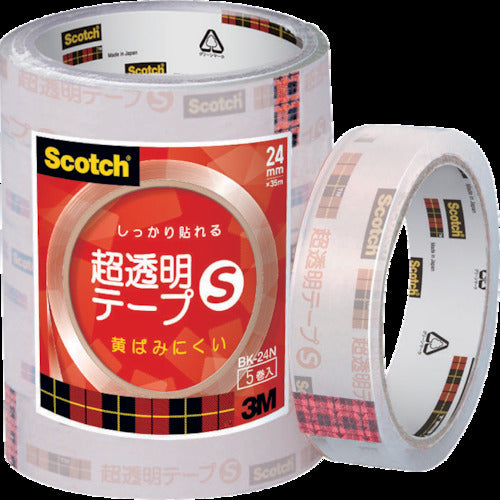 ３Ｍ　スコッチ　超透明テープＳ　２４ｍｍＸ３５ｍ　５巻入シュリンクパック　BK-24N　1 PK