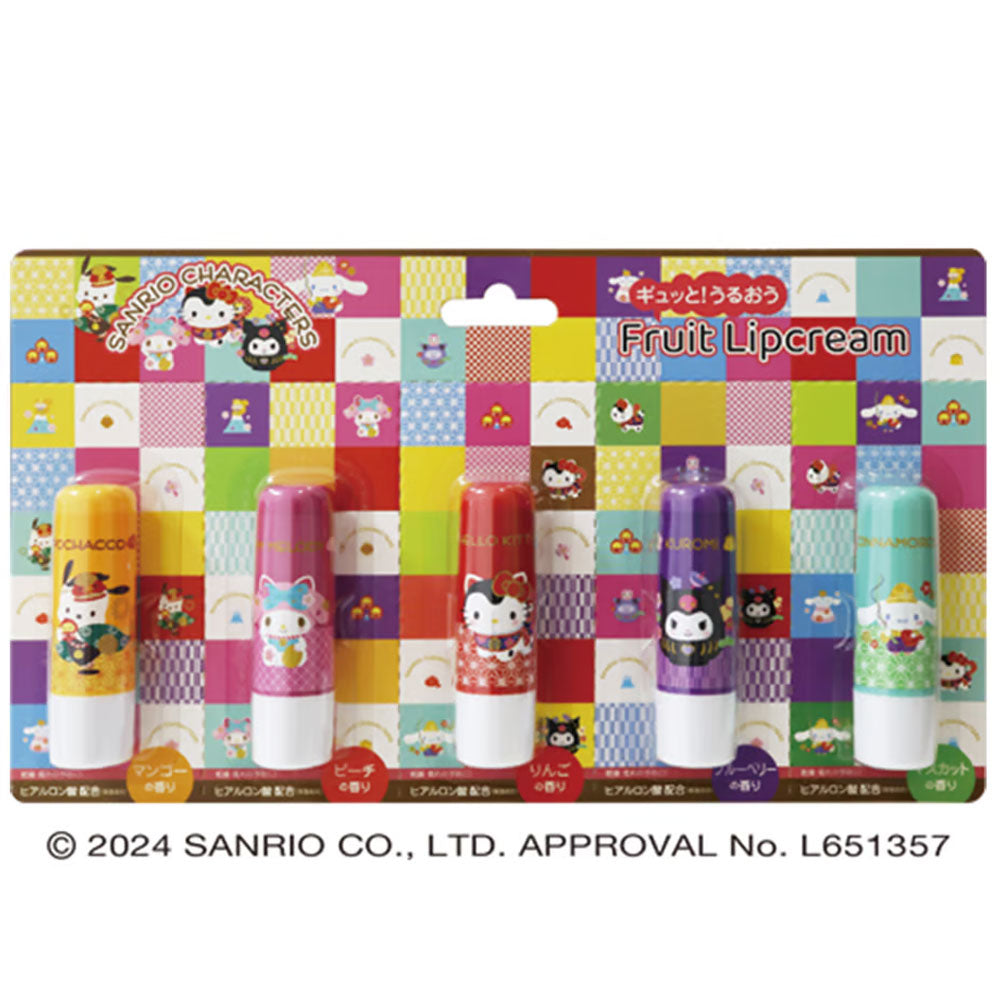 Sanrio Characters Gyutto! Moisturizing Fruit Lip Balm Japanese Pattern 3.5g x 5 pcs 1 pc