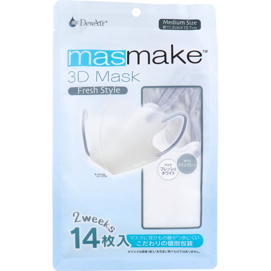 デュウエアー masmake 3D Mask Fresh Style ミディアムサイズ フレッシュホワイト 14枚入 1 個