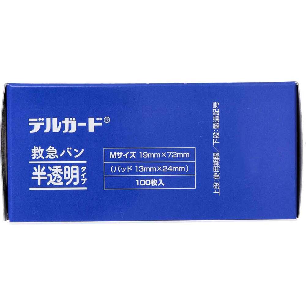 デルガード 救急バン 半透明タイプ Mサイズ 100枚入 1 個