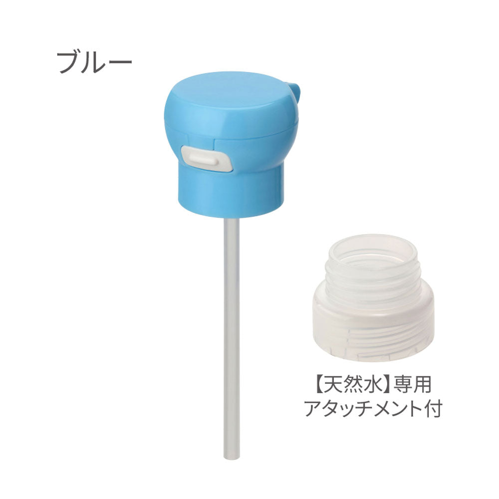 Plastic bottle straw cap with attachment, blue, 1 piece