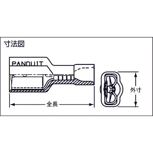 ＰＡＮＤＵＩＴ　圧着端子　差込型完全絶縁　メス型　ＡＷＧ２２〜１８　赤　（１００個入）　DNF18-187FIB-C　1 袋