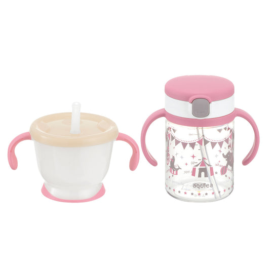 Richell Aclear Ikinari Straw Mug Set R Pink 1 piece