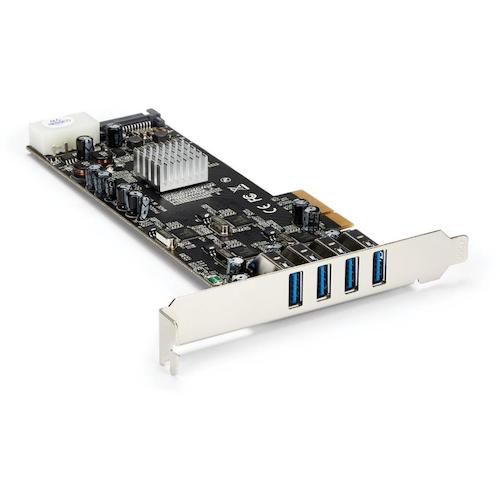 ＳｔａｒＴｅｃｈ　ＵＳＢ増設カード／ＰＣＩｅ　２．０　−　４ｘ　ＵＳＢ−Ａ／５Ｇｂｐｓ／ＳＡＴＡ・ＬＰ４電源　PEXUSB3S44V　1 箱