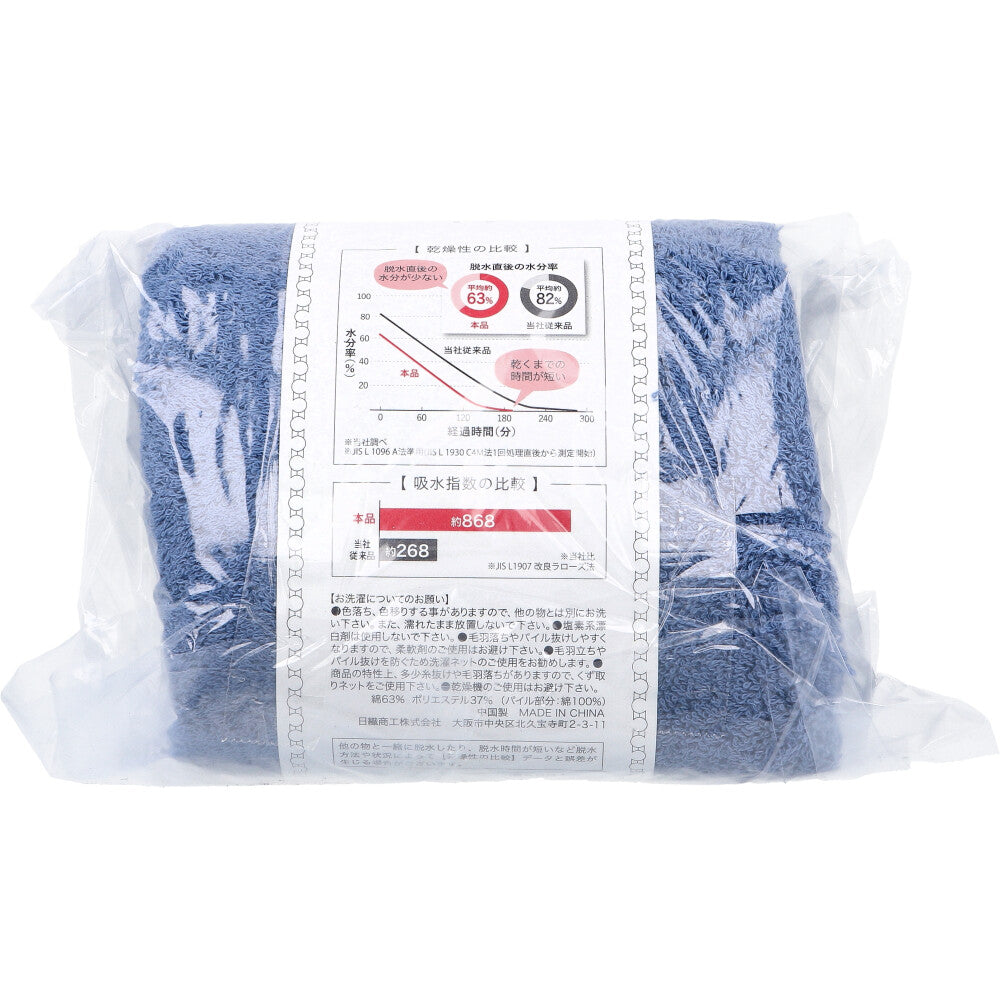 세탁 탈수하는 것만으로 바로 마르는 수건 페이스 타올 약 34×80 cm네이비 블루 HB5001 1장입 1개