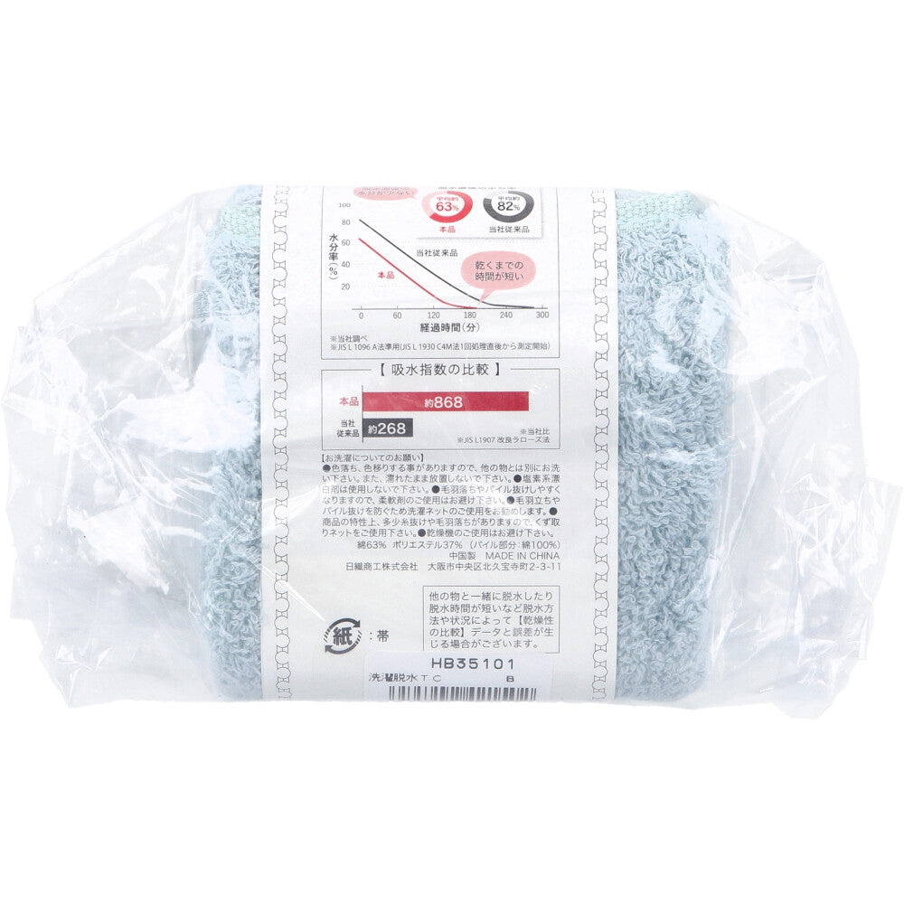 [11월 26일까지 특가]세탁 탈수하는 것만으로 바로 마르는 타월 타월 치프 약 25×25 cm블루 HB-35101 1장입 1개