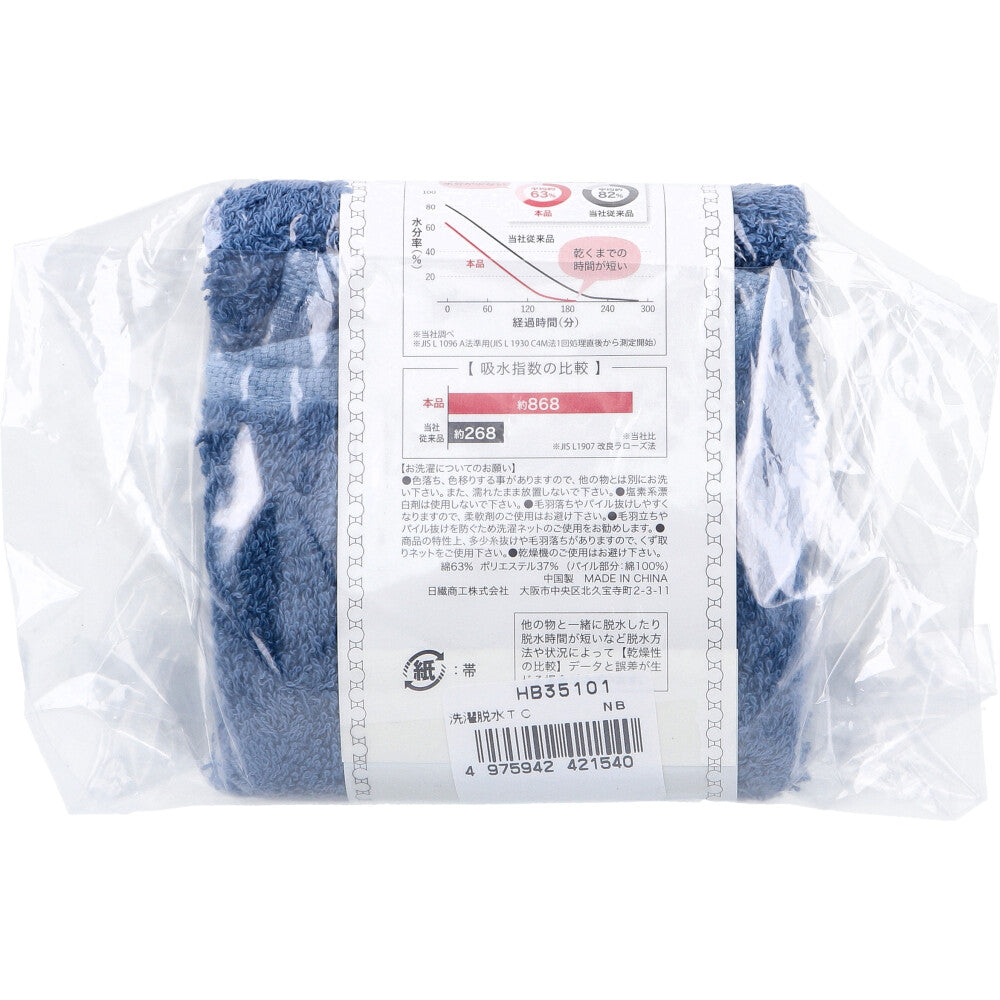 [11월 26일까지 특가]세탁 탈수하는 것만으로 바로 마르는 타월 타월 치프 약 25×25 cm네이비 블루 HB-35101 1장입 1개