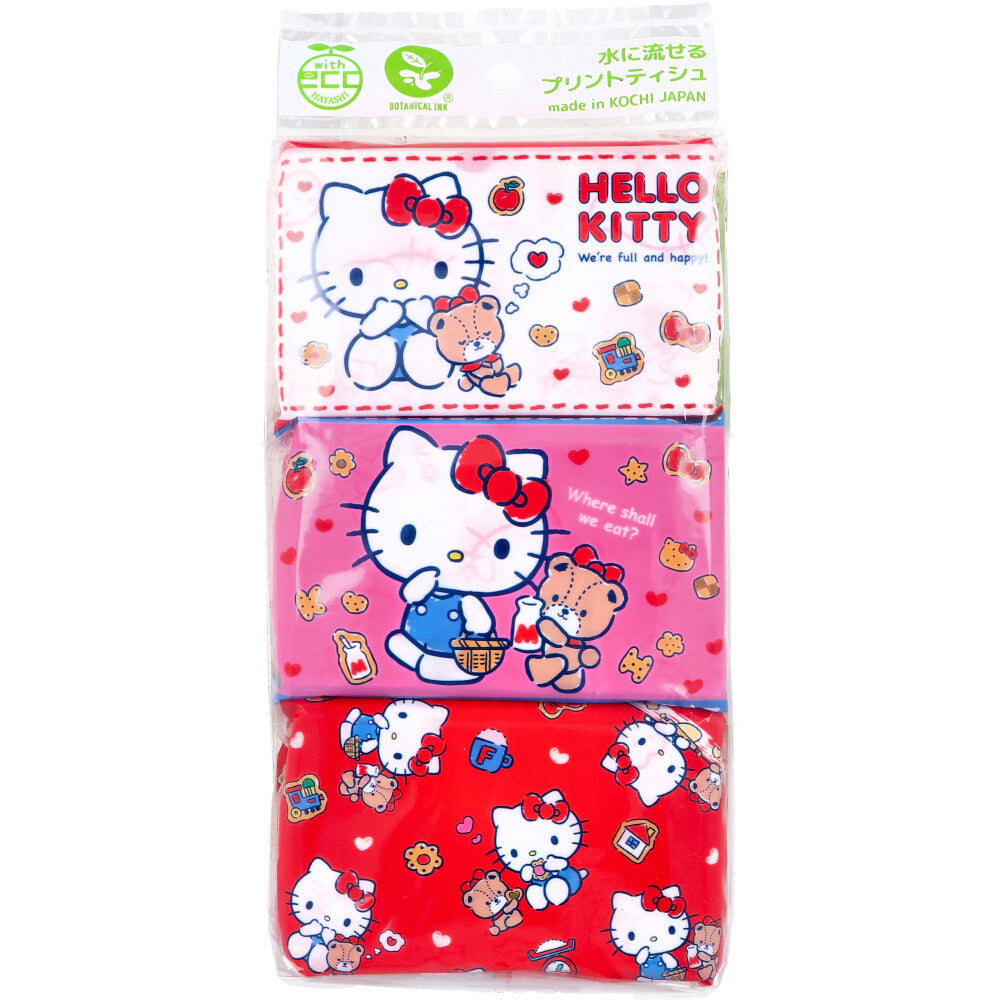 Hello Kitty flushable printed tissues, 16 sheets (8 packs) x 6 packs, 1 unit