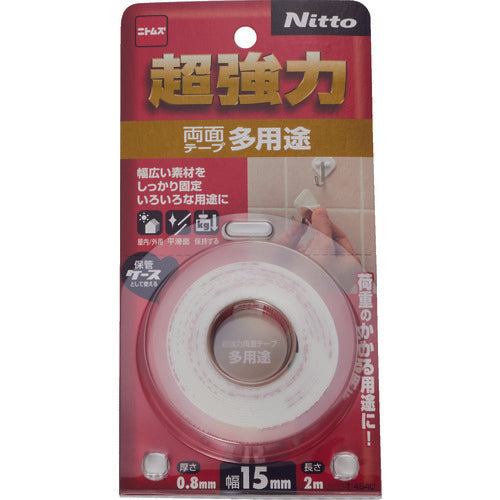 Nitto Super Strong Double-Sided Tape Multi-Purpose 15 x 2 T4540 1 Roll