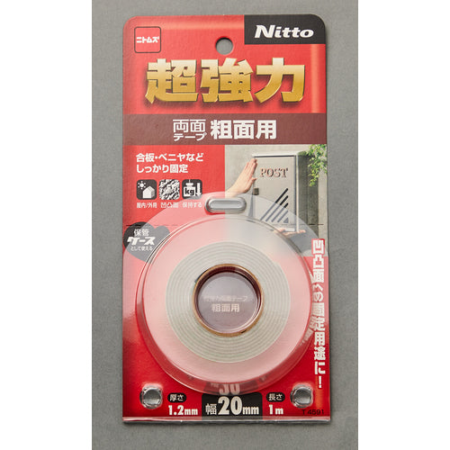 Nitto Super Strong Double-Sided Tape for Rough Surfaces 20 x 1 T4591 1 Roll