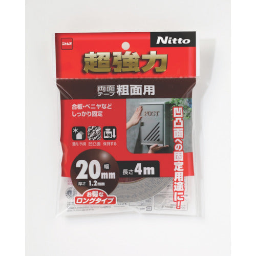 Nitto Super Strong Double-Sided Tape for Rough Surfaces 20 x 4 T4593 1 Roll