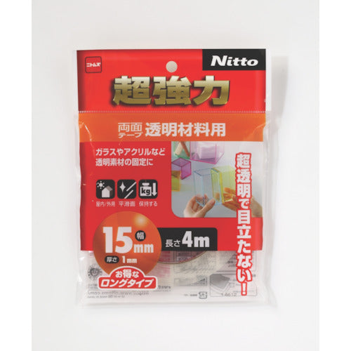Nitto Super Strong Double-Sided Tape for Transparent Materials 15 x 4 T4612 1 Roll