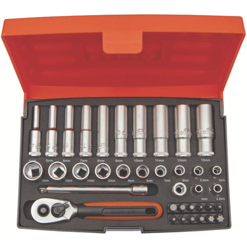 Bahco Deep Socket Wrench Set (Hexagonal) 6.35mm Drive 37-piece Set SL25L 1 S