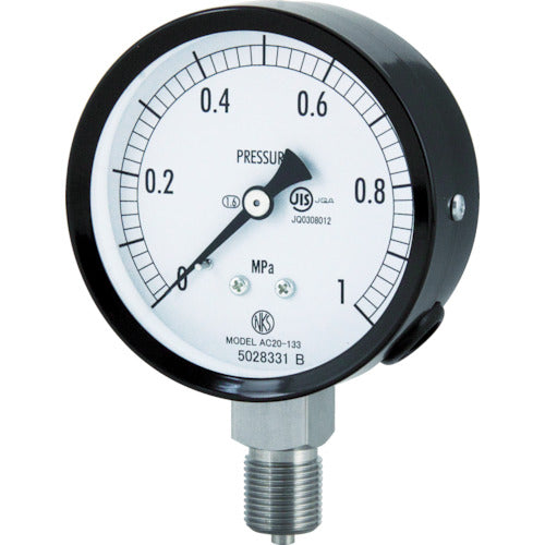 長野　普通形圧力計（Ａ枠立形・φ７５・Ｇ３／８Ｂ・０．０〜１．００Ｍｐａ）　AC20-133-1.0MP　1 個