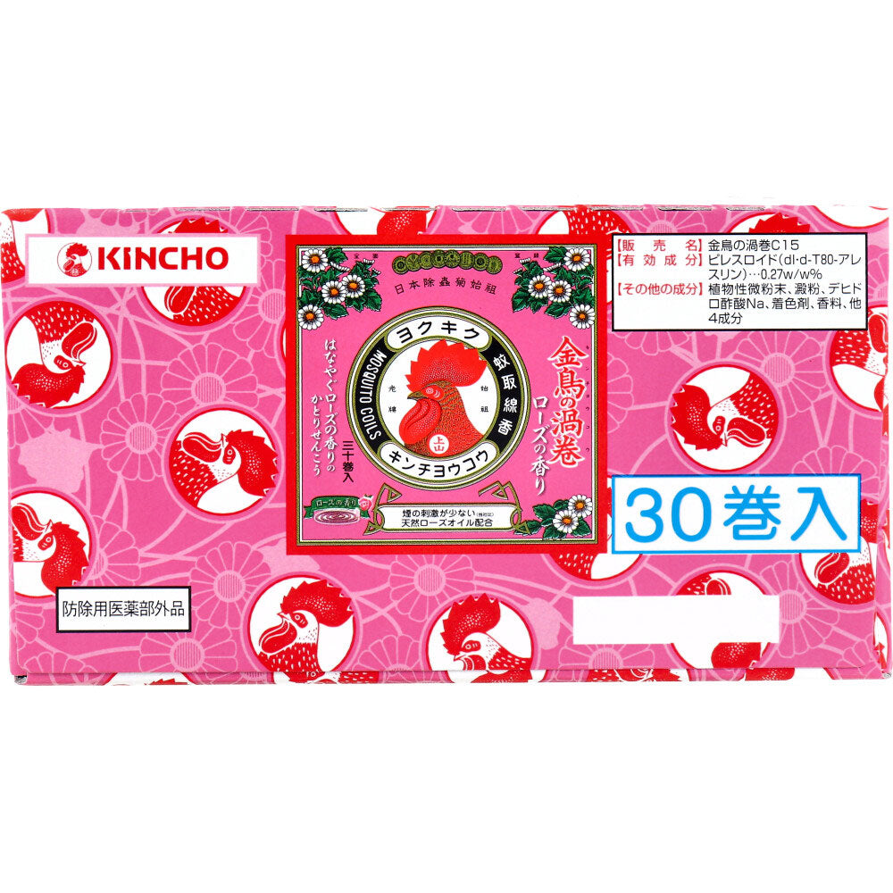 金鳥の渦巻 紙函 ローズの香り 30巻入 1 個
