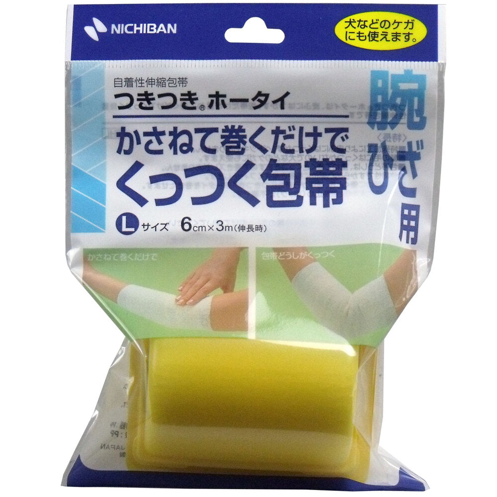 Nichiban Self-adhesive Elastic Bandage, Tsukitsuki Bandai, Large Size, 6cm x 3m x 1 pc, 1 pc