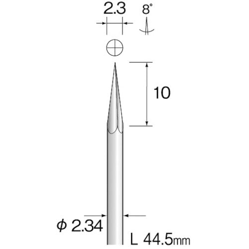 Minimo 초경 커터 원뿔 예각 리머 날 직경 Φ2.3 날 길이 10mm BC1622 1개