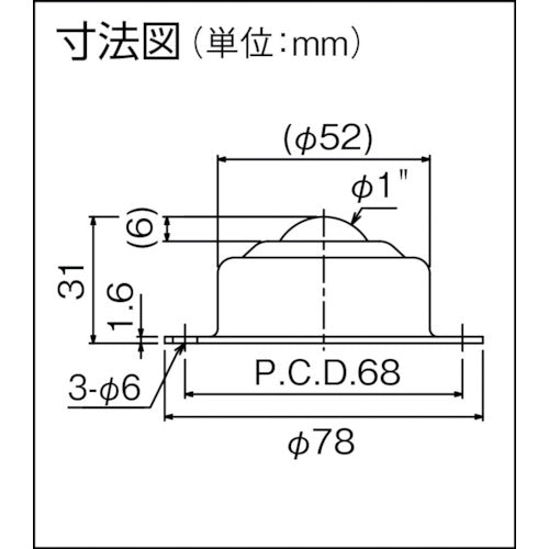 ISB 상향 볼 캐스터 이구티베어 IB-25S 스테인리스제 IB-25S 1개