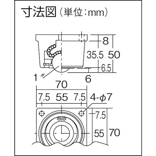 ＩＳＢ　下向用ボールキャスター　イグチベアー　ＩＫ−２５　スチール製　IK-25　1 個