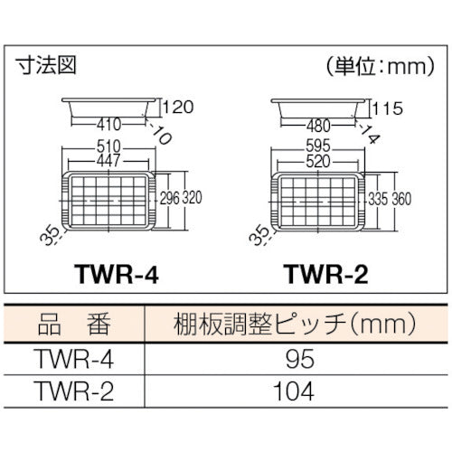 ＴＲＵＳＣＯ　ツールワゴンロイヤル　６５４Ｘ３６１Ｘ８８７　深２浅１　赤　TWR-2　1 台