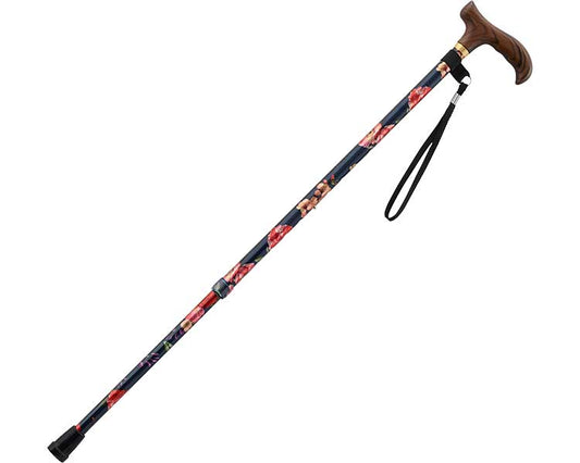 Kaien-tai Smile Stick, Retractable Type, Slim / CX-07028, Black Floral Pattern, 1 Stick