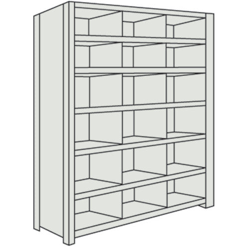 TRUSCO Steel Rack Lightweight Shelf with Vertical Dividers W875 x D300 x 1500 3 Rows x 6 Tiers Neo Gray 53V-37 1 Unit