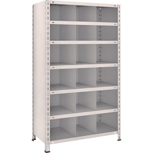 TRUSCO Steel Rack Lightweight Shelf with Vertical Dividers W875 x D450 x 1500 3 Rows x 6 Tiers Neo Gray 53X-37 1 Unit