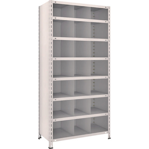 TRUSCO Steel Lightweight Bolt-type Shelf with Vertical Dividers W875 x D450 x H1800 3 Rows 7 Tiers Neo Gray 63X-38 1 Unit