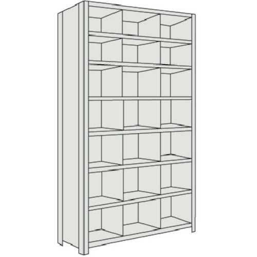 TRUSCO Steel Lightweight Bolt-type Shelf with Vertical Dividers W875 x D300 x H2100 3 Rows x 7 Tiers Neo Gray 73V-38 1 Unit