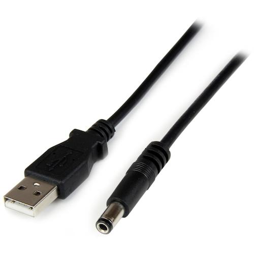 ＳｔａｒＴｅｃｈ　ＵＳＢケーブル／Ａ　−　５Ｖ　ＤＣプラグ／１ｍ／タイプＮコネクター／ブラック　USB2TYPEN1M　1 袋
