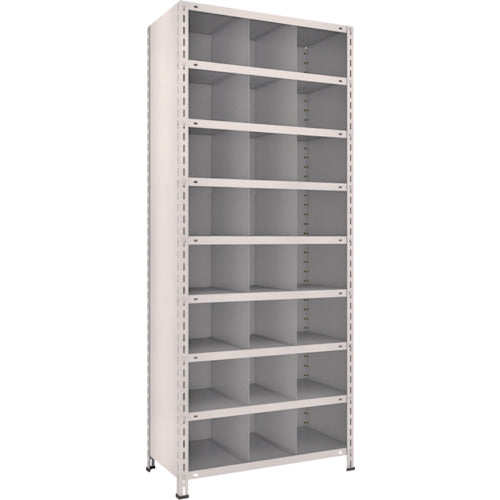 TRUSCO Steel Lightweight Bolt-type Shelf with Vertical Dividers W875 x D450 x H2100 3 Rows x 8 Tiers Neo Gray 73X-39 1 Unit