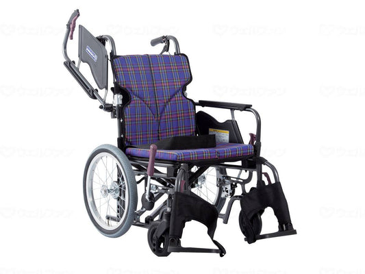 カワムラサイクルﾓﾀﾞﾝBstyle 介助用 16ｲﾝﾁ中・高床 紫ﾁｪｯｸ(A11) 座幅38-前座43cm