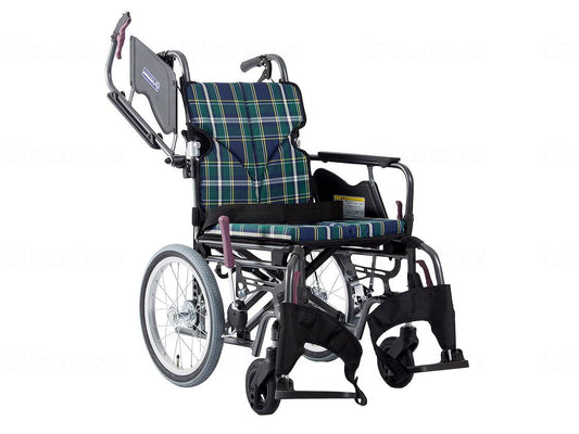 カワムラサイクルﾓﾀﾞﾝBstyle 介助用 16ｲﾝﾁ中・高床 緑ﾁｪｯｸ(A9) 座幅38-前座43cm