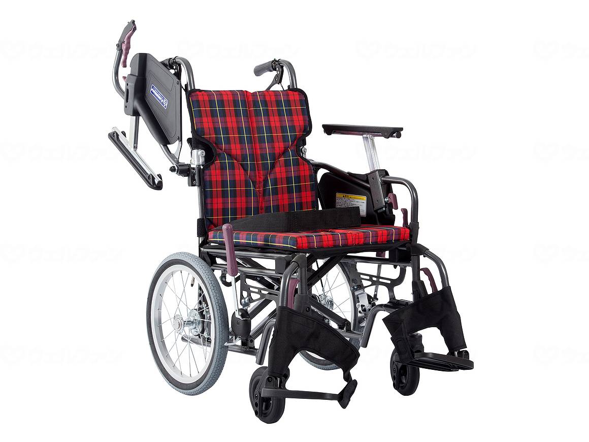 カワムラサイクルﾓﾀﾞﾝCstyle 介助用 16ｲﾝﾁ中・高床 赤ﾁｪｯｸ(A10) 座幅38-前座43cm