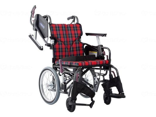 カワムラサイクルﾓﾀﾞﾝCstyle 介助用 16ｲﾝﾁ中・高床 赤ﾁｪｯｸ(A10) 座幅38-前座43cm