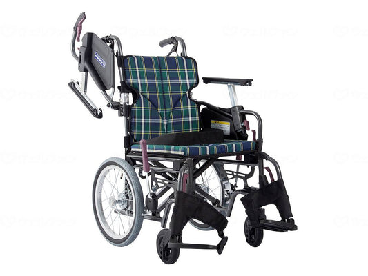 カワムラサイクルﾓﾀﾞﾝCstyle 介助用 16ｲﾝﾁ中・高床 緑ﾁｪｯｸ(A9) 座幅38-前座43cm