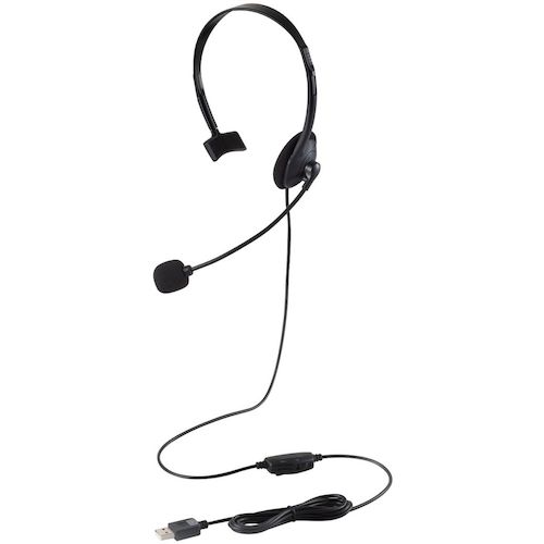 ELECOM 유선 헤드셋 편귀 오버헤드 소형 USB-A 1.8m 블랙 HS-HP01MUBK 1개