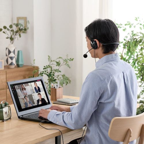 ELECOM 유선 헤드셋 양귀 넥 밴드 USB-A 1.8m 블랙 HS-NB03SUBK 1개