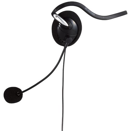 ELECOM 유선 헤드셋 양귀 넥 밴드 USB-A 1.8m 블랙 HS-NB03SUBK 1개